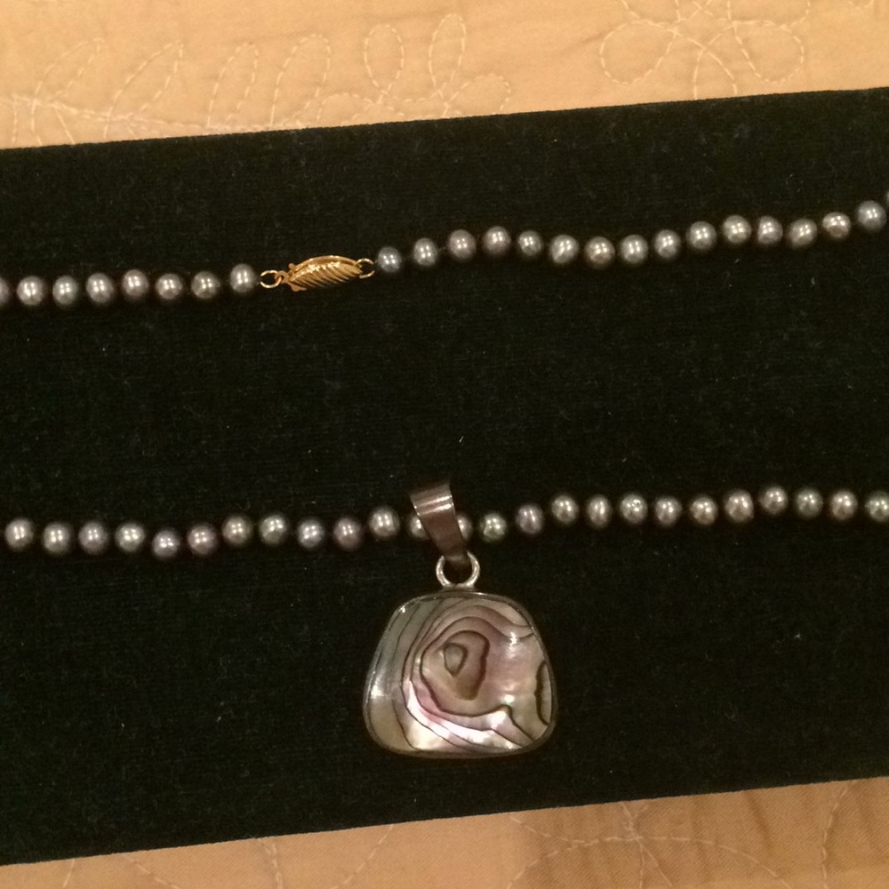 Bead necklace with Abalone shell pendant